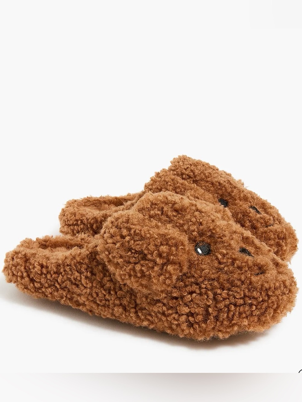 NWOT J. Crew Factory - Kids Fuzzy Brown Dog Slippers